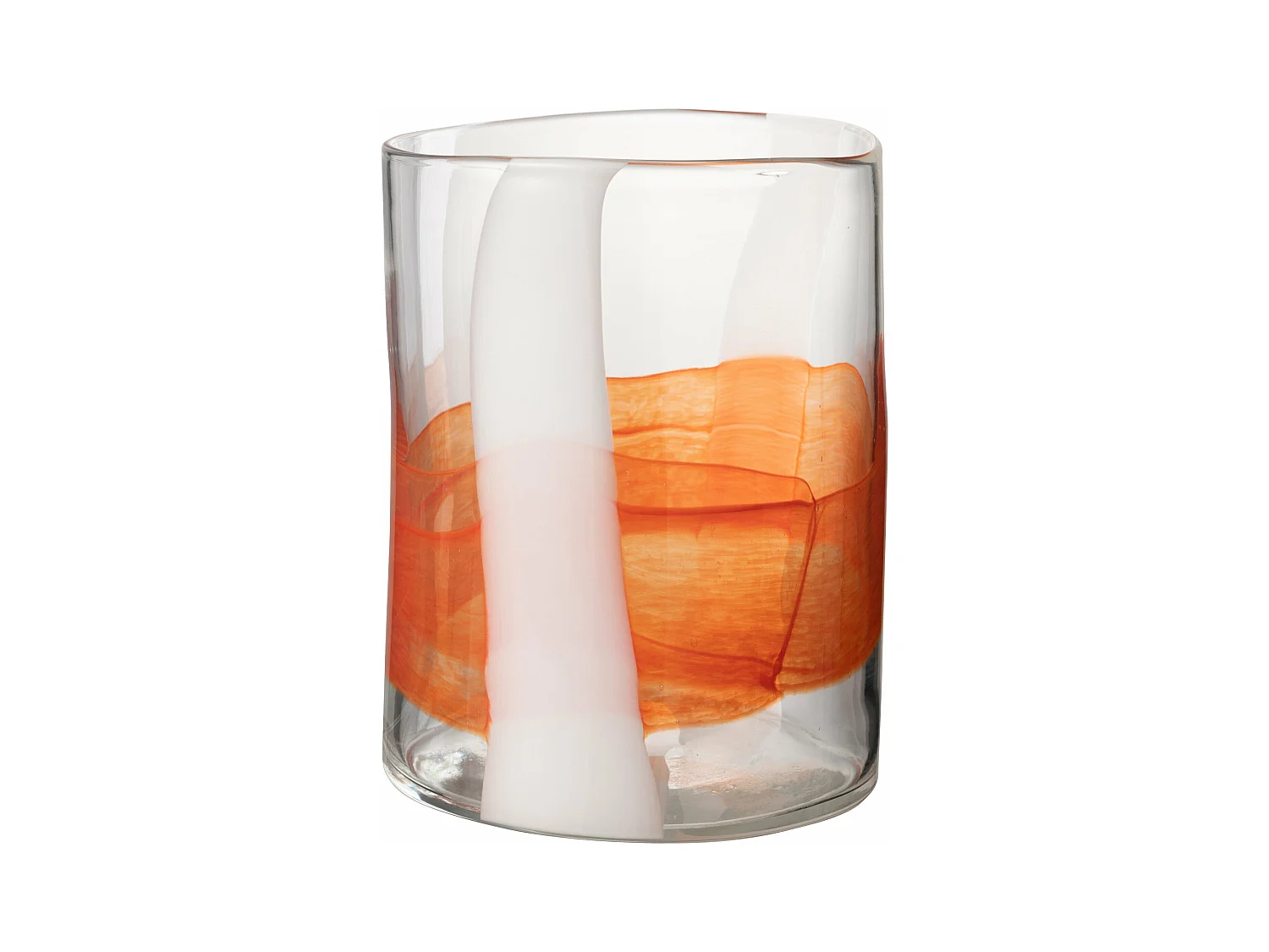 Vase Design en Verre "Iggy" 27cm Blanc & Orange