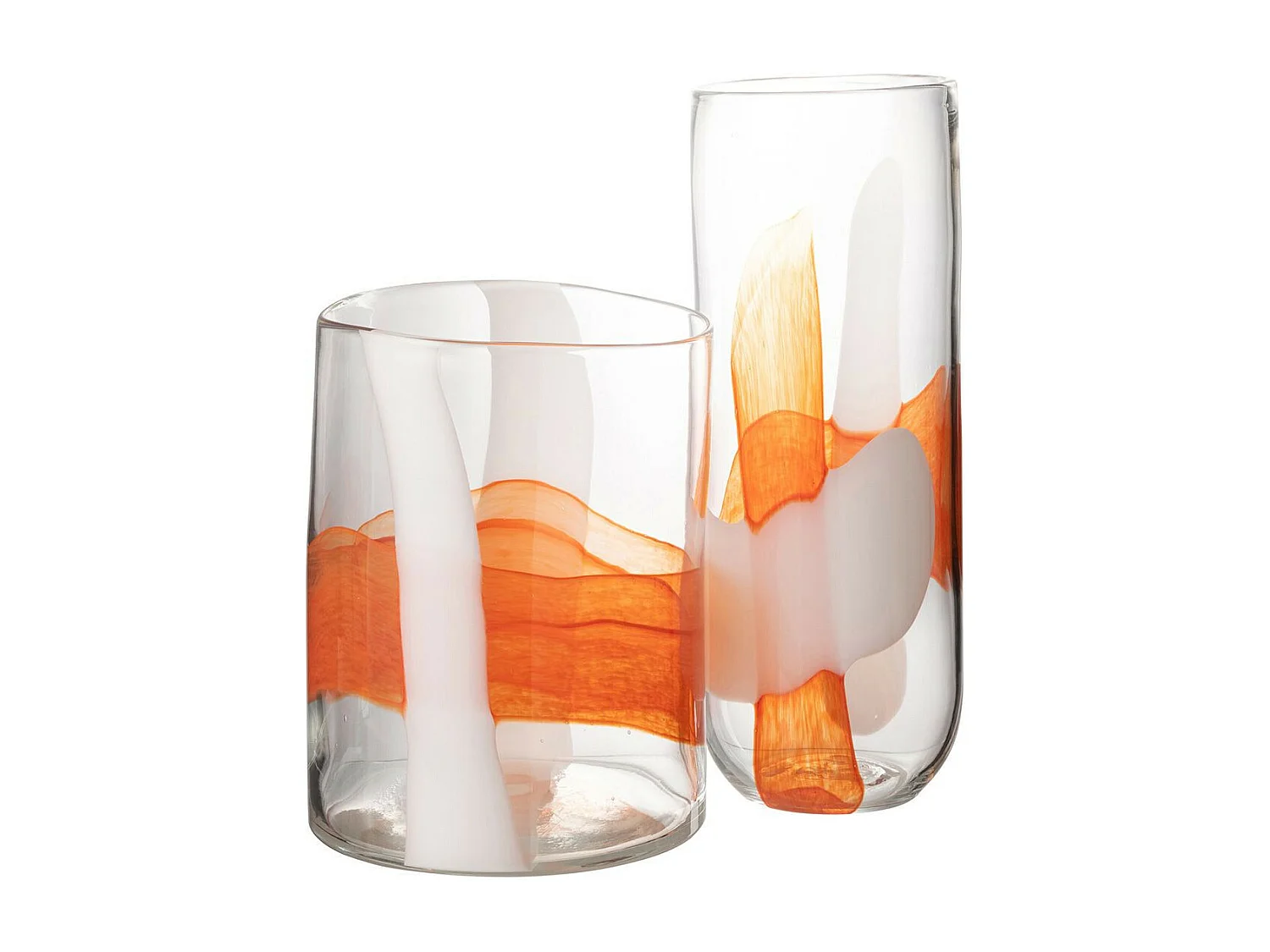 Vase Design en Verre "Iggy" 27cm Blanc & Orange