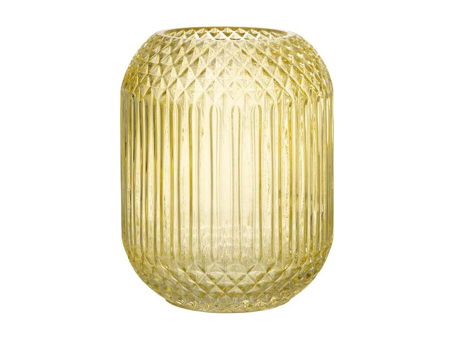 Vase Design en Verre "Droit" 19cm Jaune