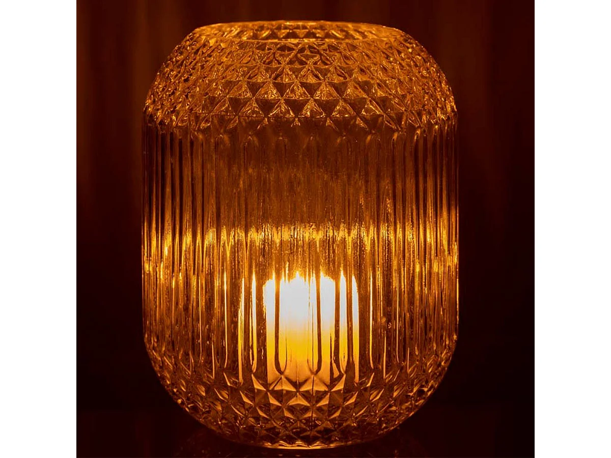 Vase Design en Verre "Droit" 19cm Jaune