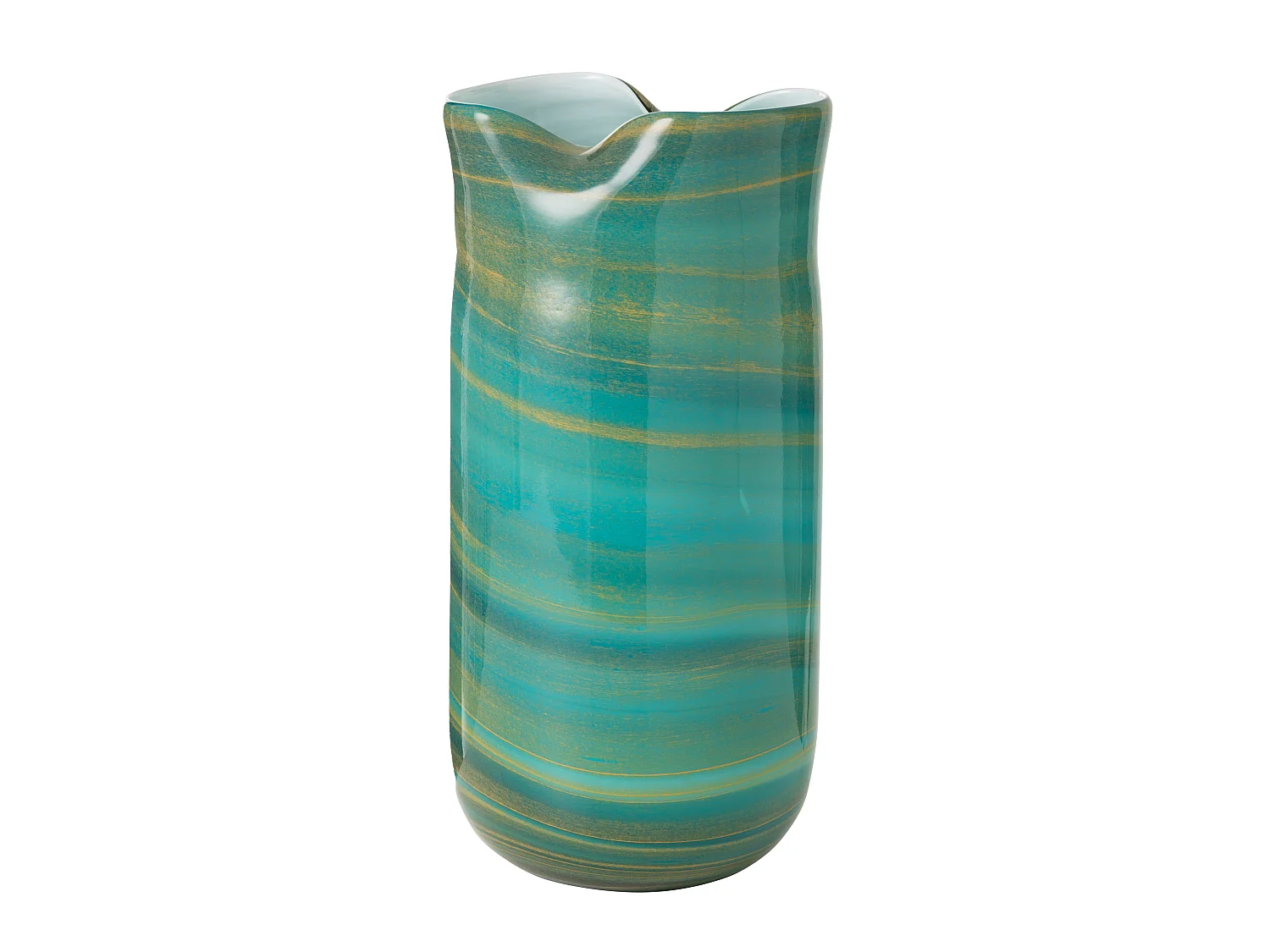 Vase Design en Verre "Vague" 41cm Bleu Azur