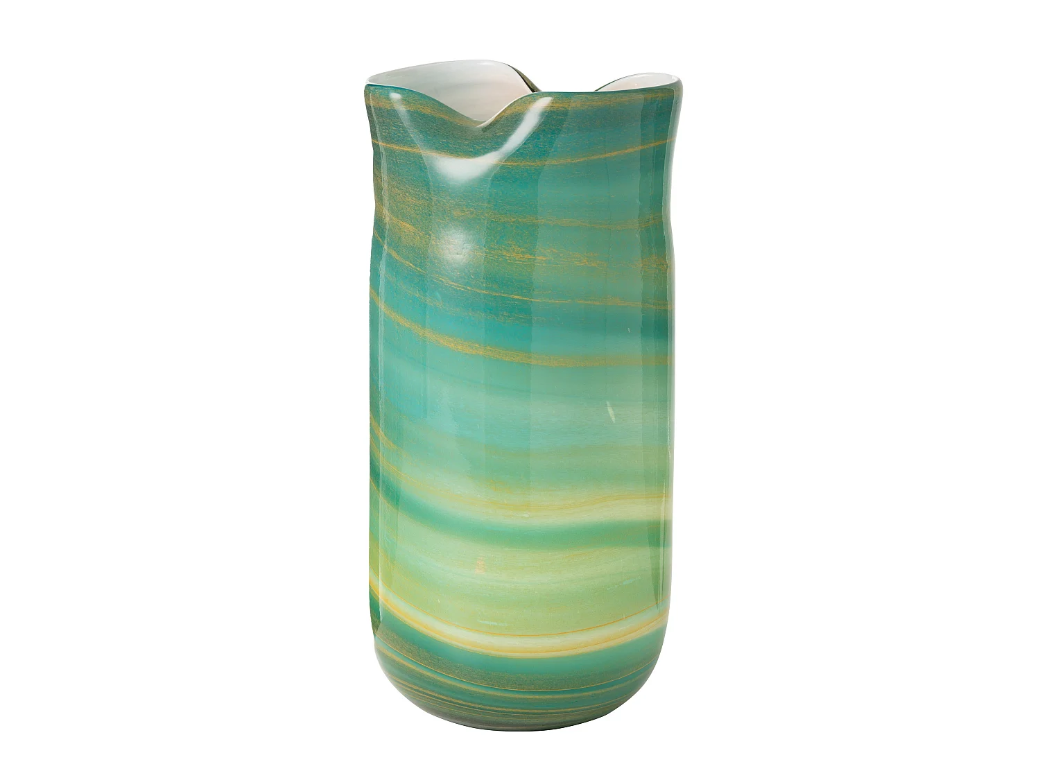 Vase Design en Verre "Vague" 41cm Bleu Azur