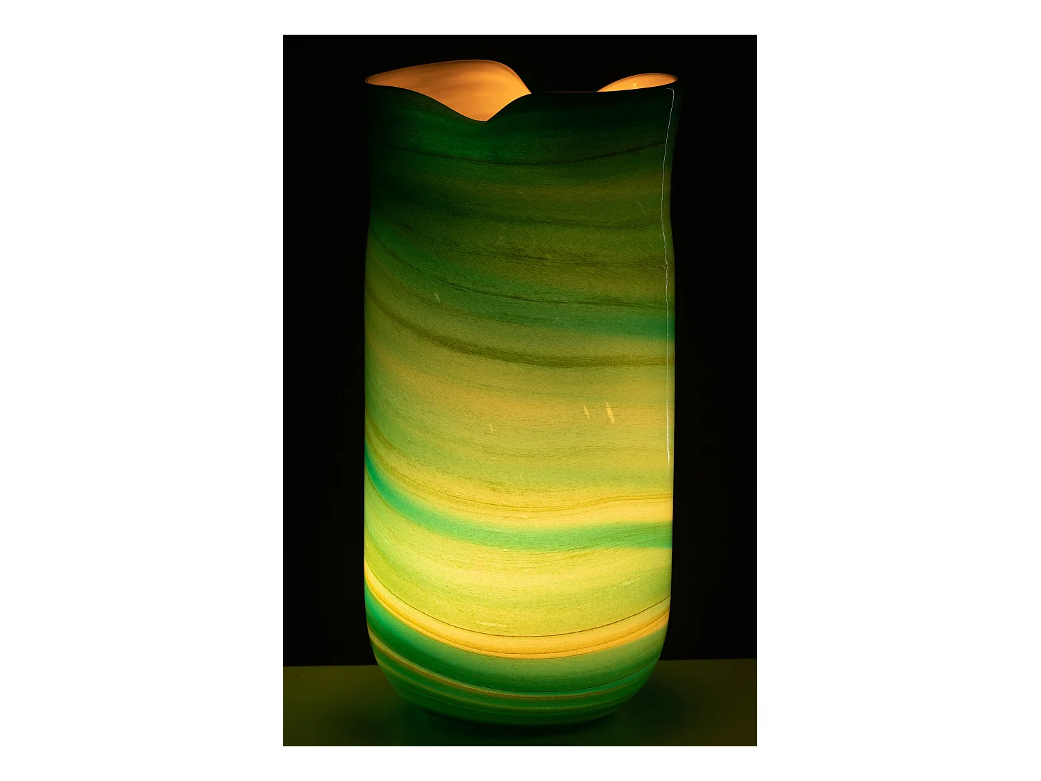 Vase Design en Verre "Vague" 41cm Bleu Azur