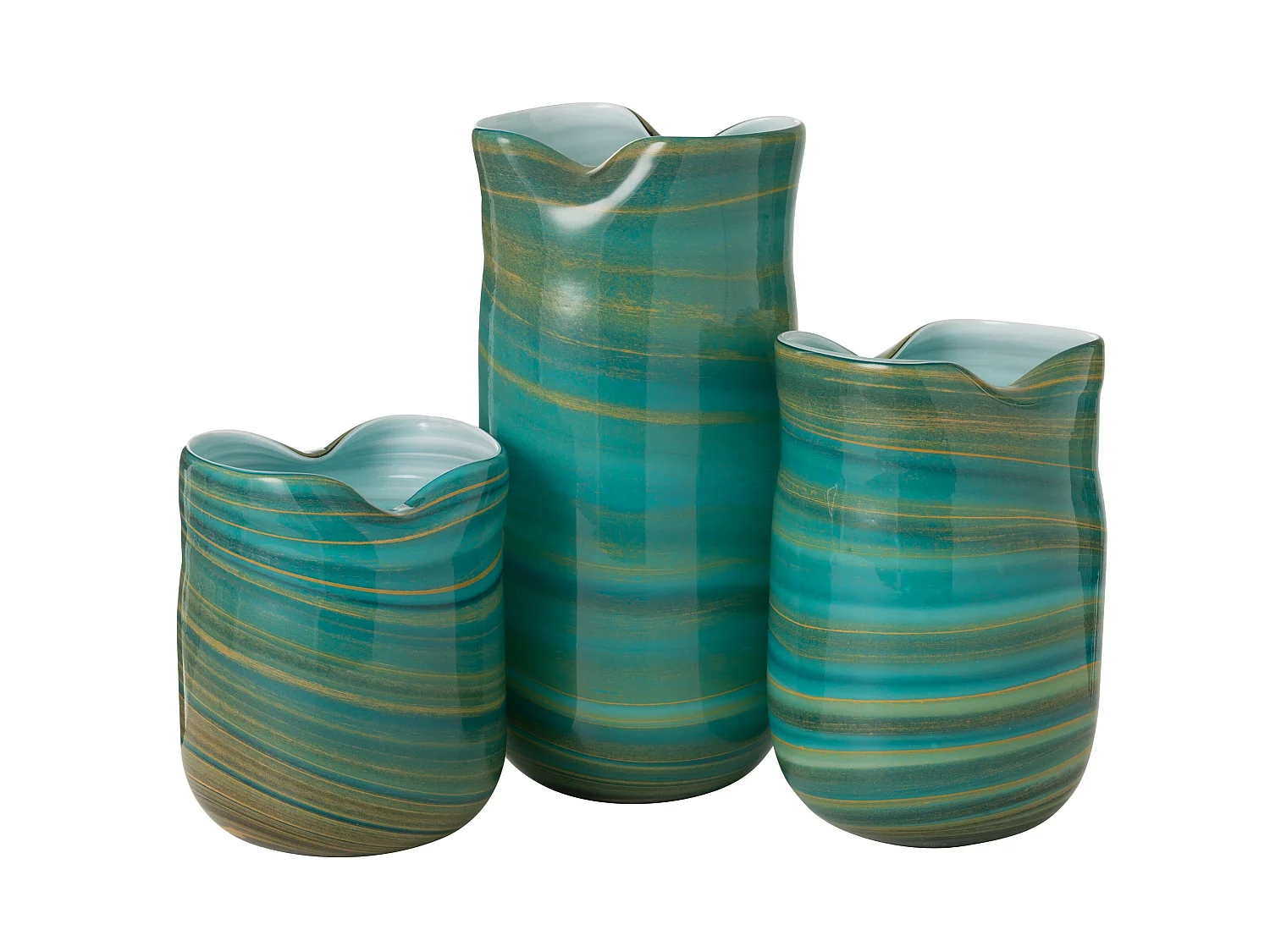 Vase Design en Verre "Vague" 41cm Bleu Azur