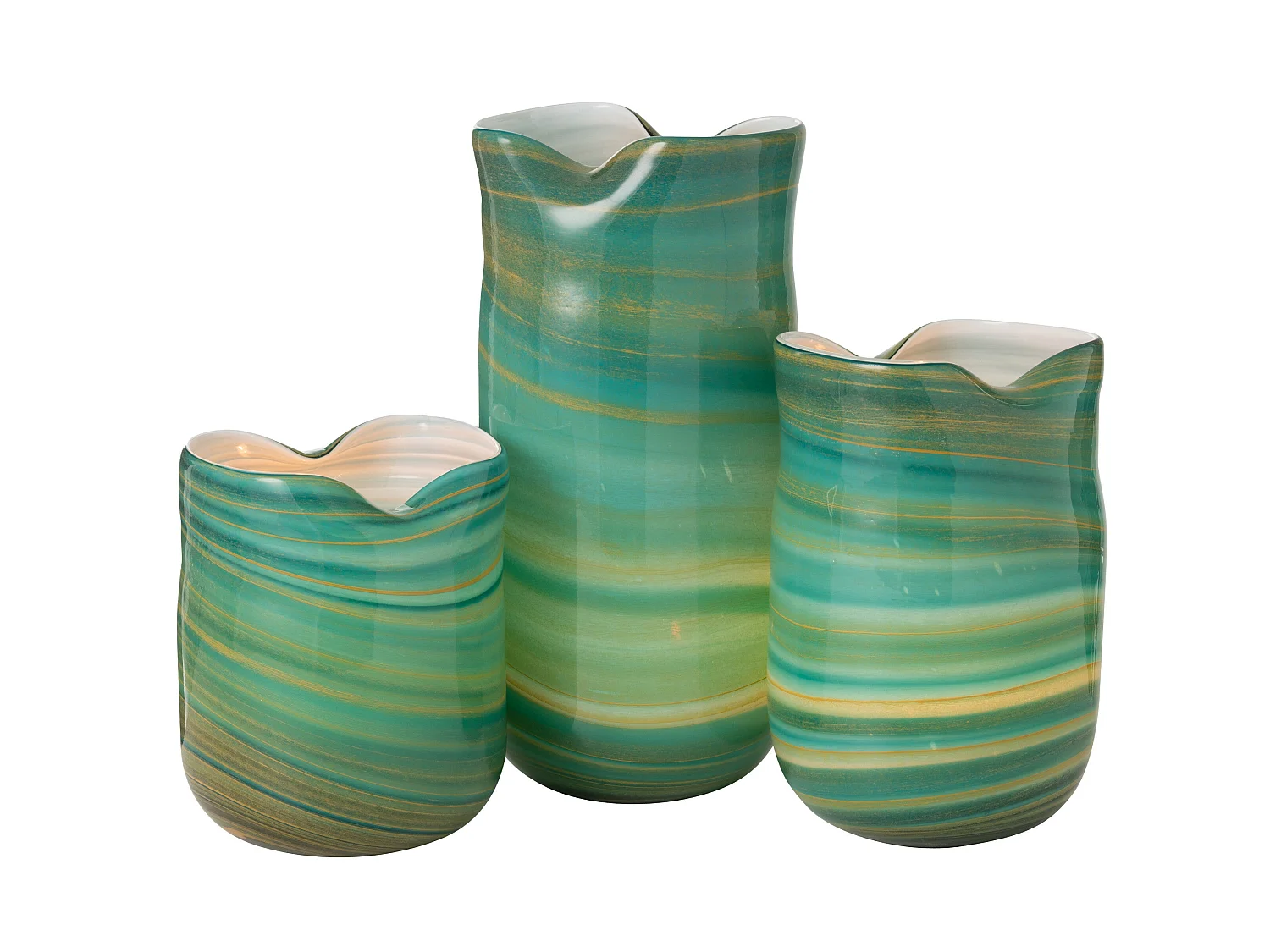 Vase Design en Verre "Vague" 41cm Bleu Azur