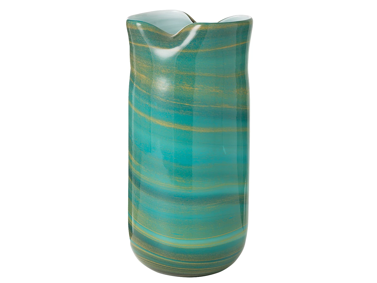 Vase Design en Verre "Vague" 41cm Bleu Azur