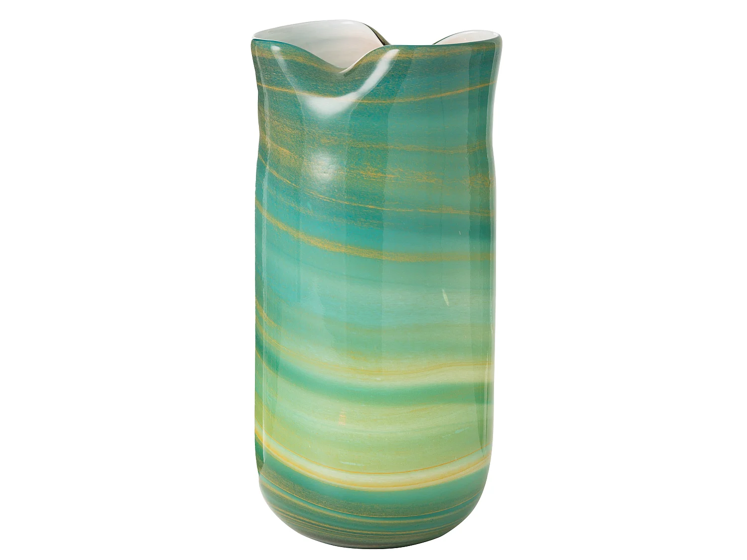 Vase Design en Verre "Vague" 41cm Bleu Azur