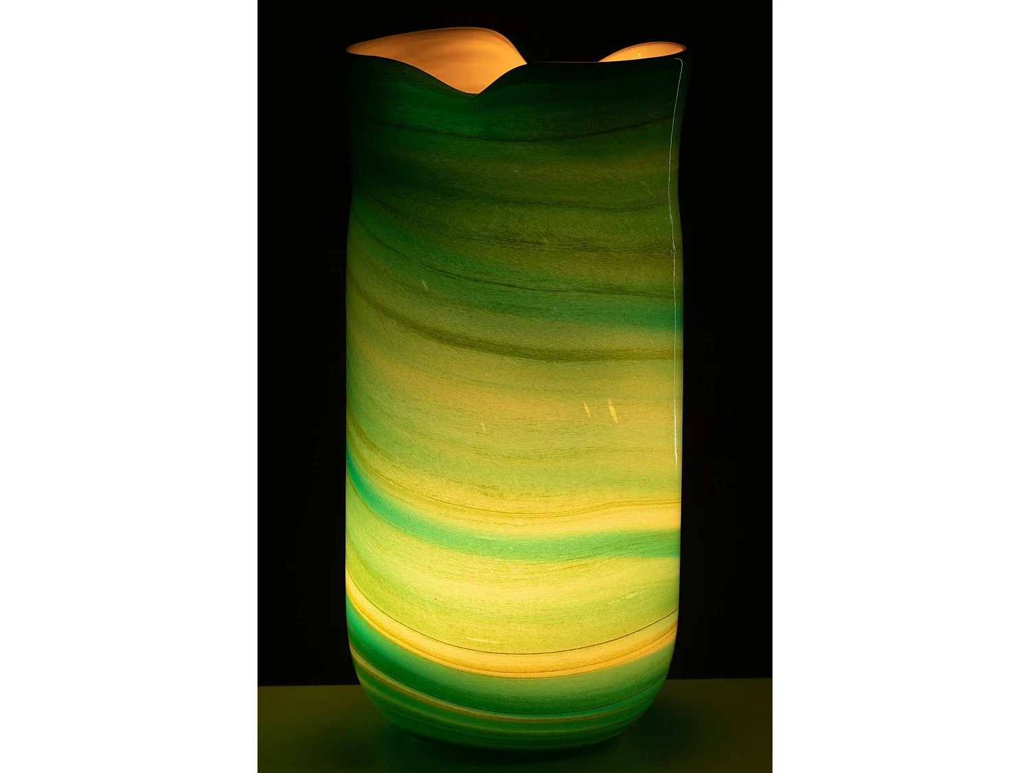 Vase Design en Verre "Vague" 41cm Bleu Azur