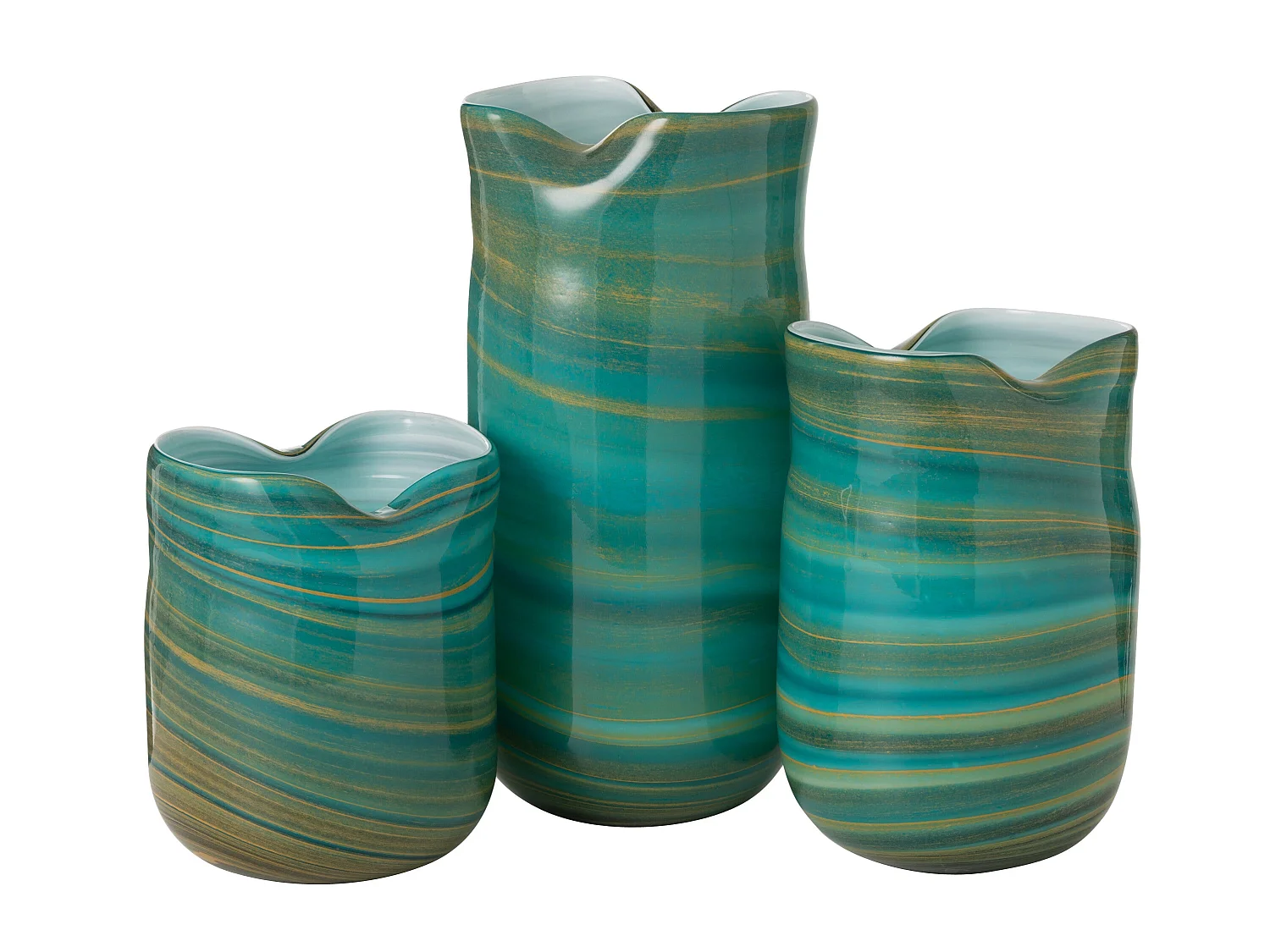 Vase Design en Verre "Vague" 41cm Bleu Azur