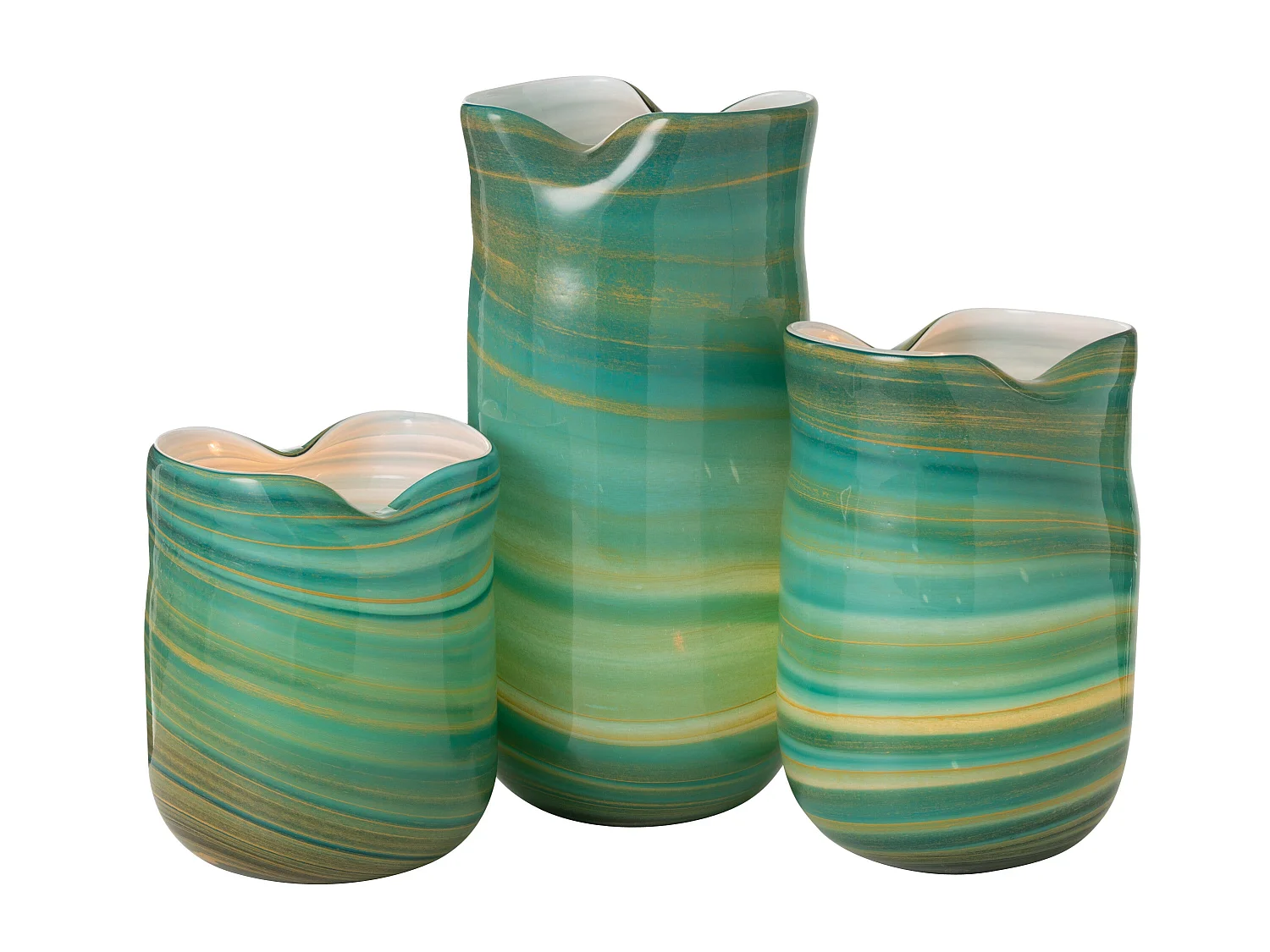 Vase Design en Verre "Vague" 41cm Bleu Azur