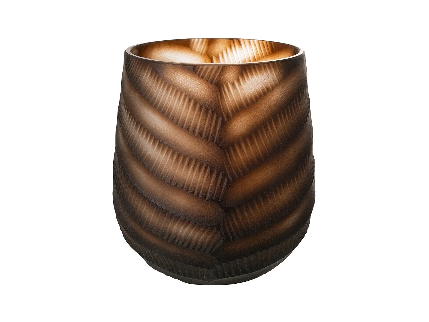 Vase Design Sculpté en Verre "César" 17cm Marron