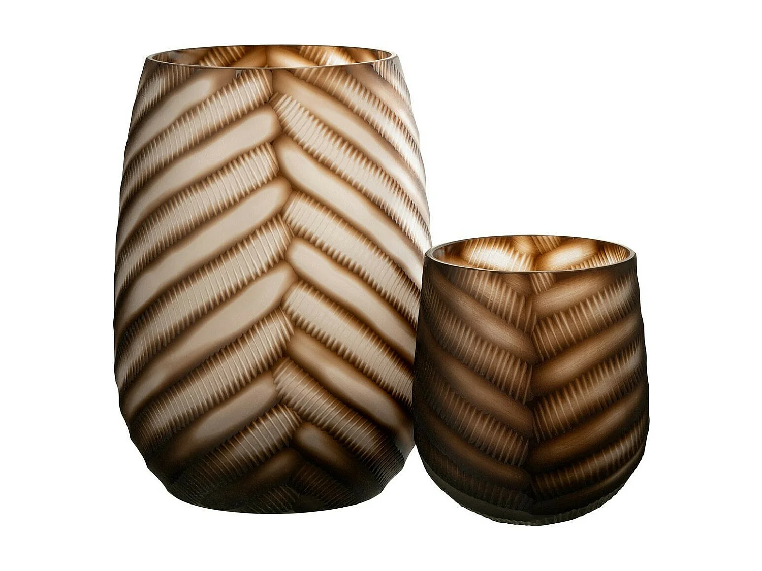 Vase Design Sculpté en Verre "César" 17cm Marron