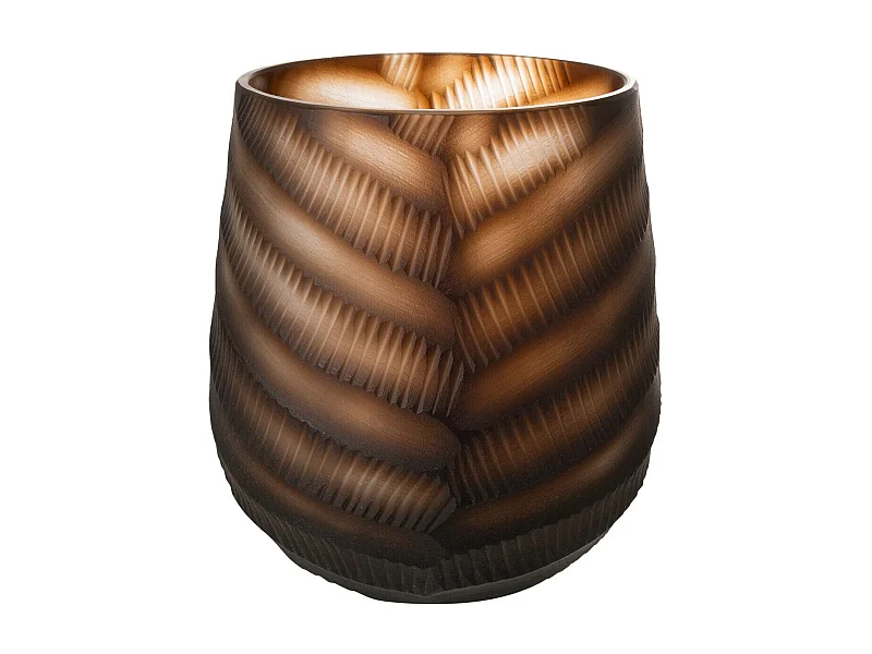 Vase Design Sculpté en Verre "César" 17cm Marron