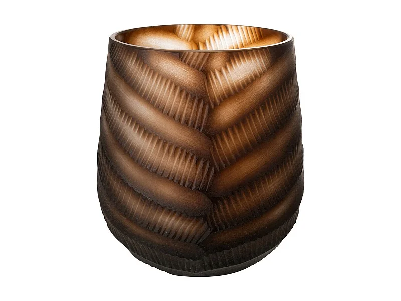 Vase Design Sculpté en Verre "César" 17cm Marron