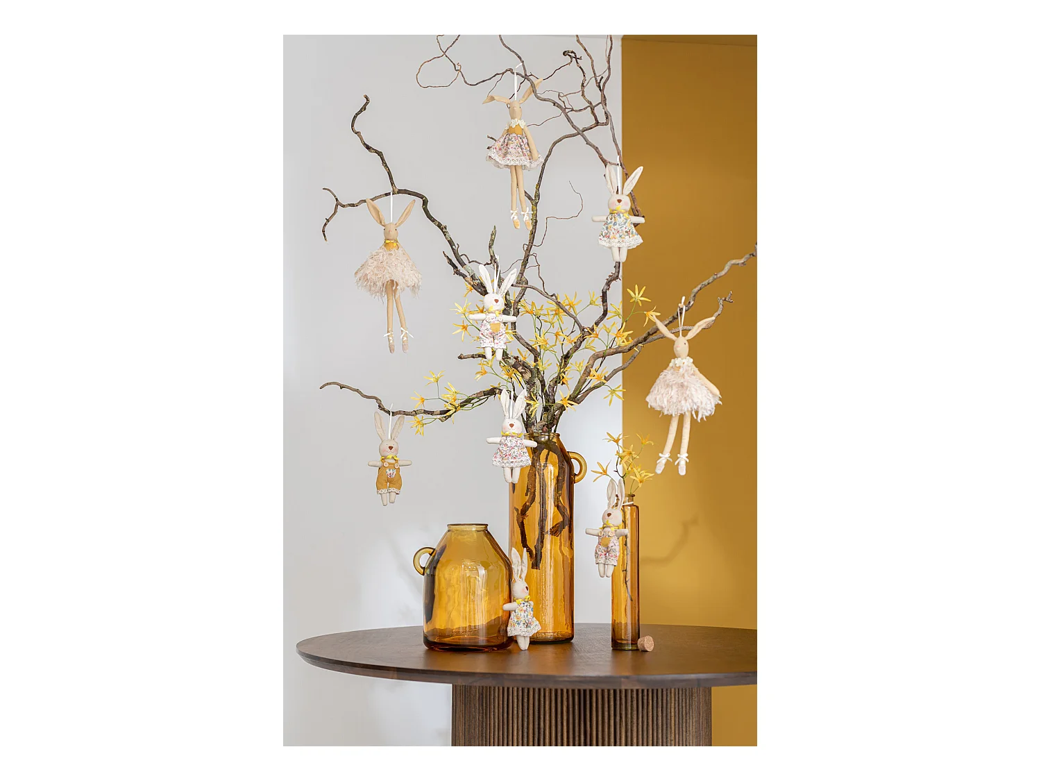 Vase Anse en Verre "Bouteille" 25cm Ocre