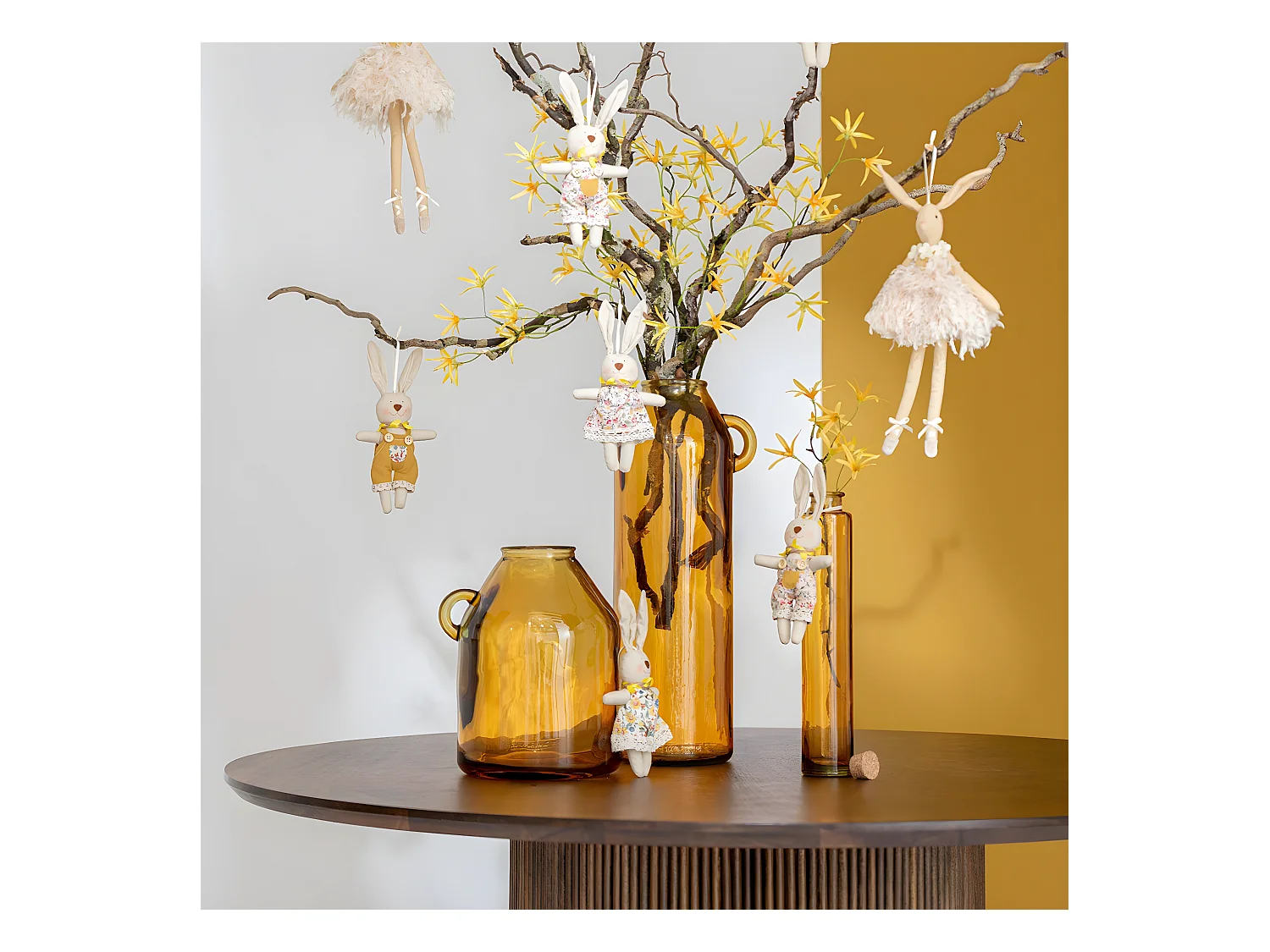 Vase Anse en Verre "Bouteille" 25cm Ocre