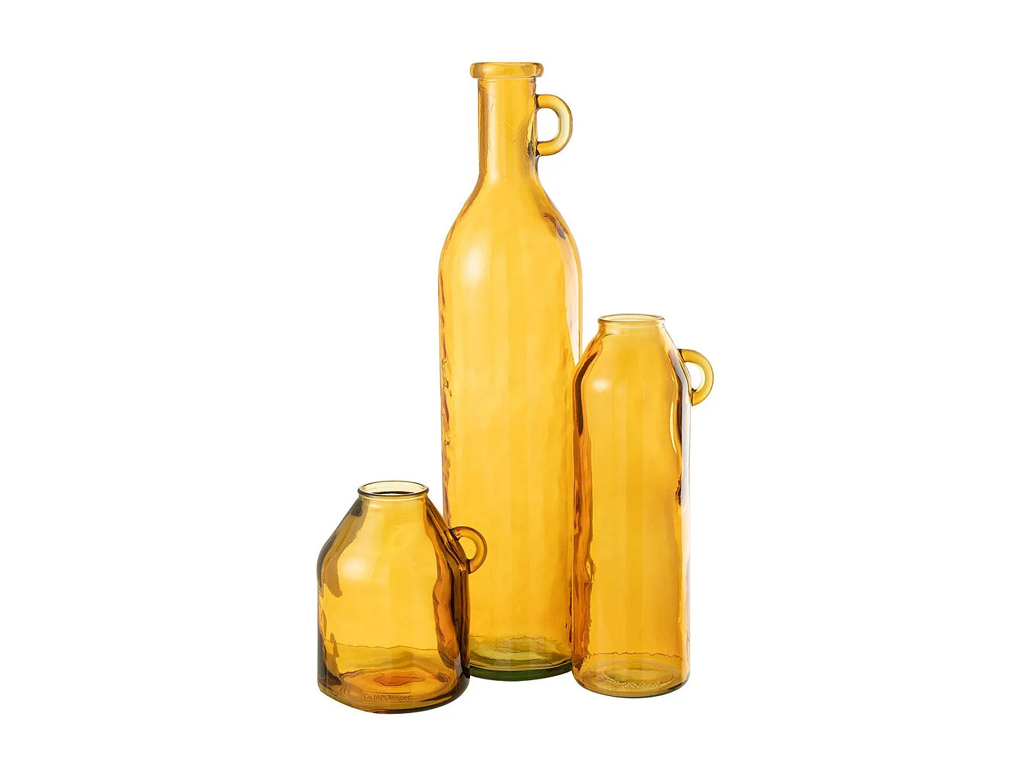 Vase Anse en Verre "Bouteille" 25cm Ocre