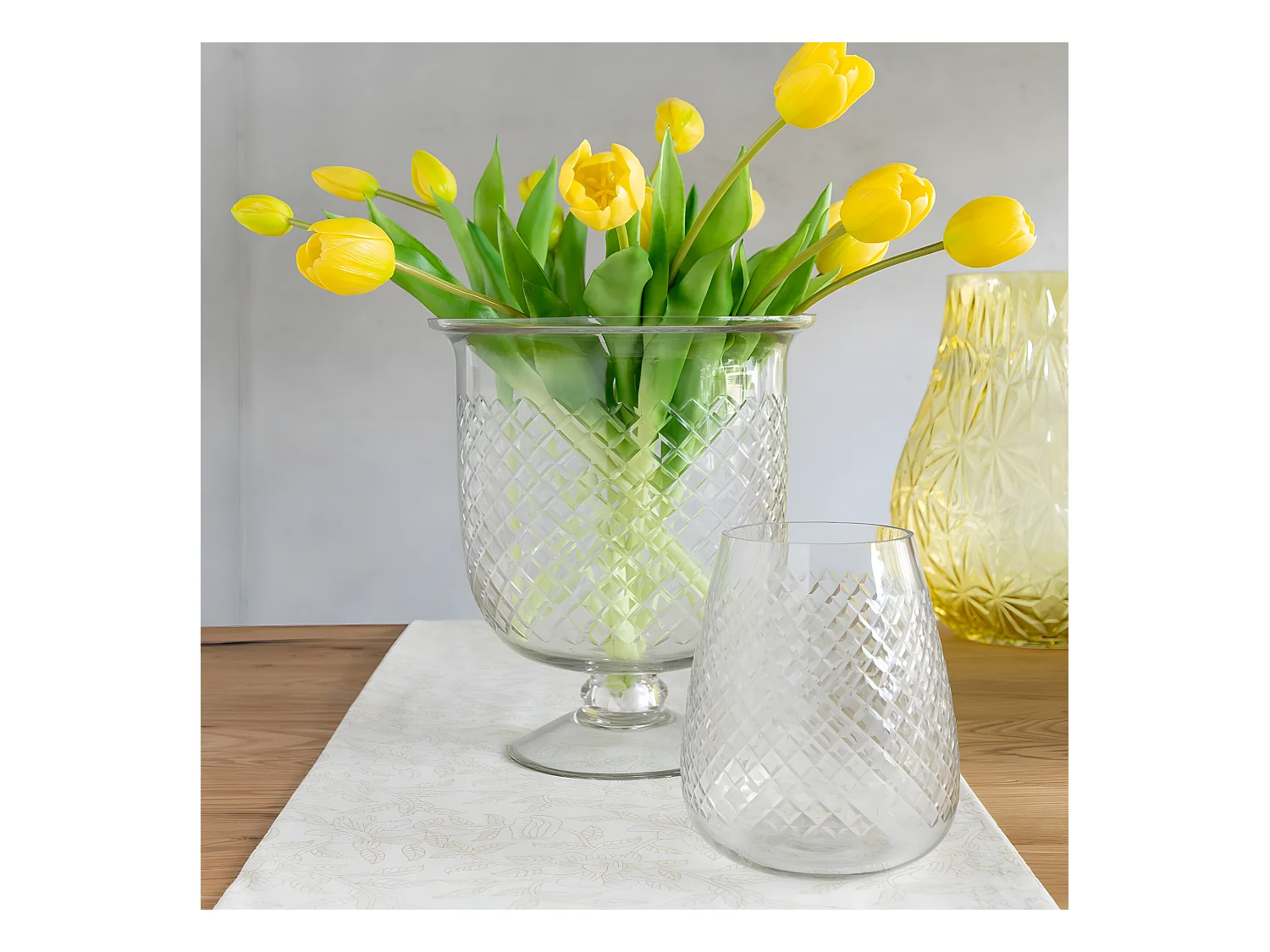 Vase Design en Verre "Carreaux" 25cm Transparent