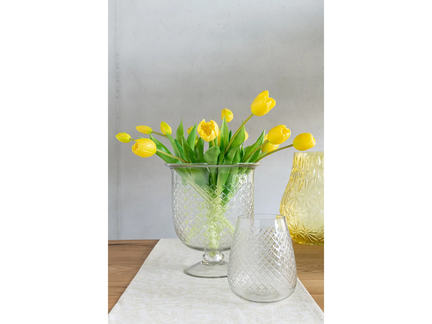 Vase Design en Verre "Carreaux" 25cm Transparent