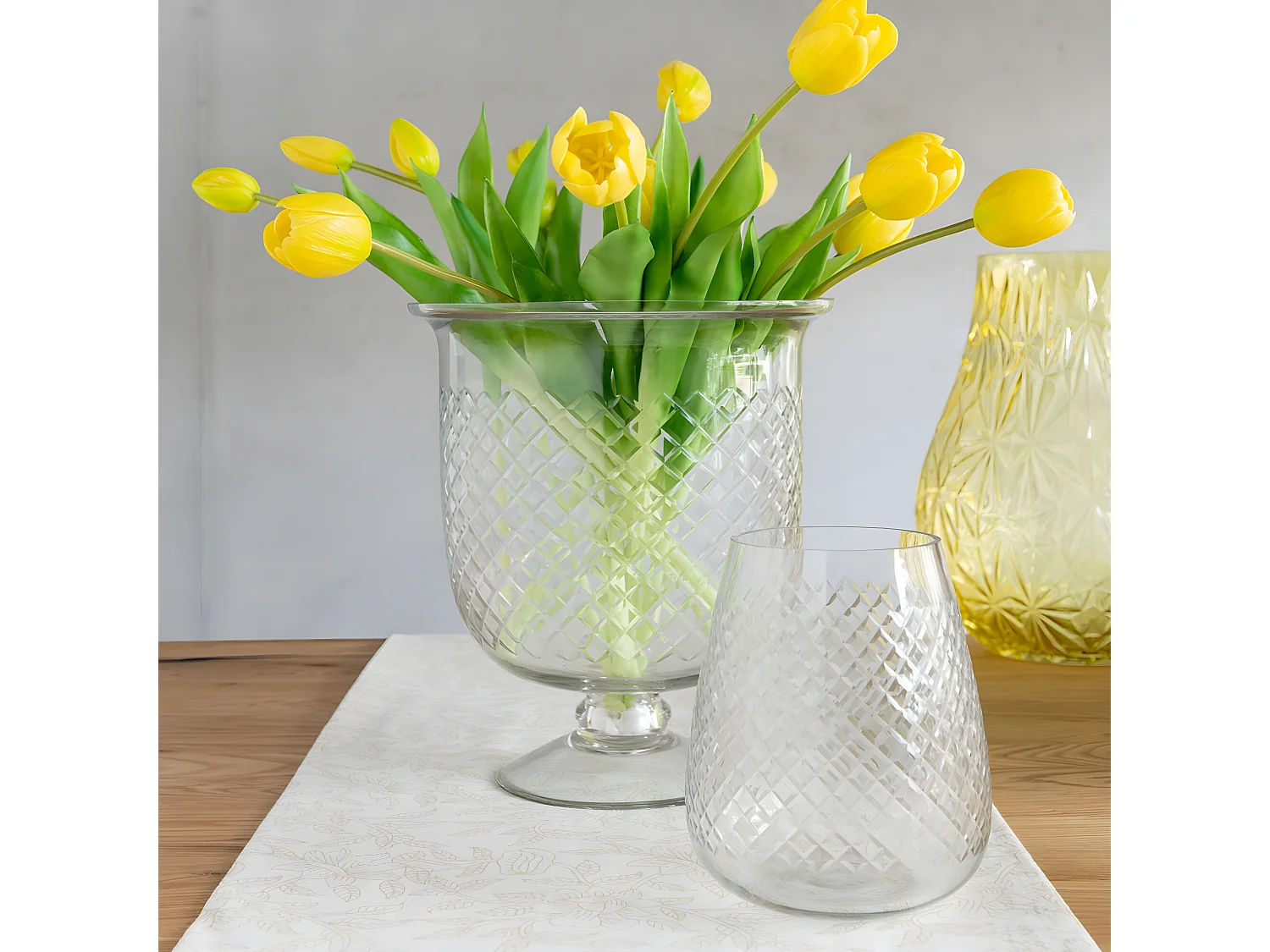 Vase Design en Verre "Carreaux" 25cm Transparent