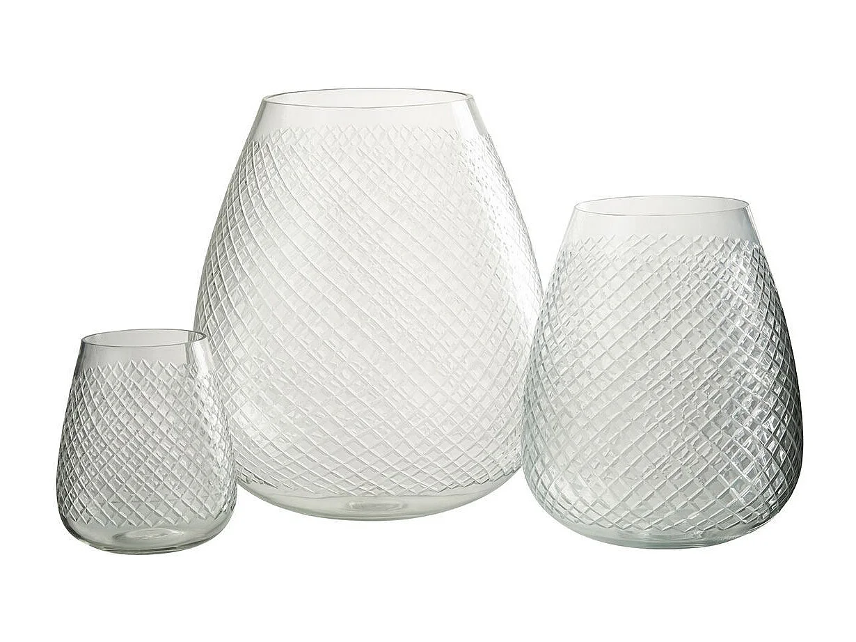 Vase Design en Verre "Carreaux" 25cm Transparent
