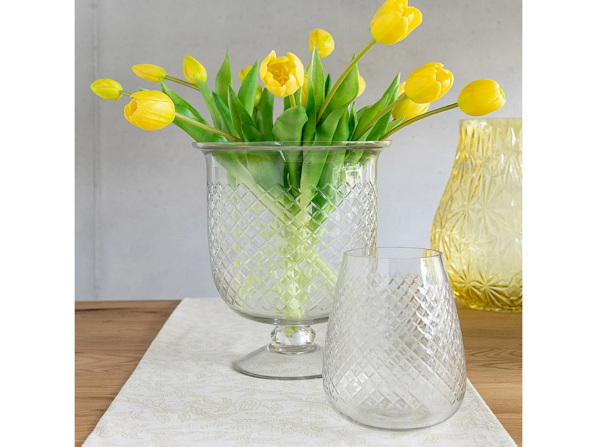 Vase Design en Verre "Carreaux" 25cm Transparent