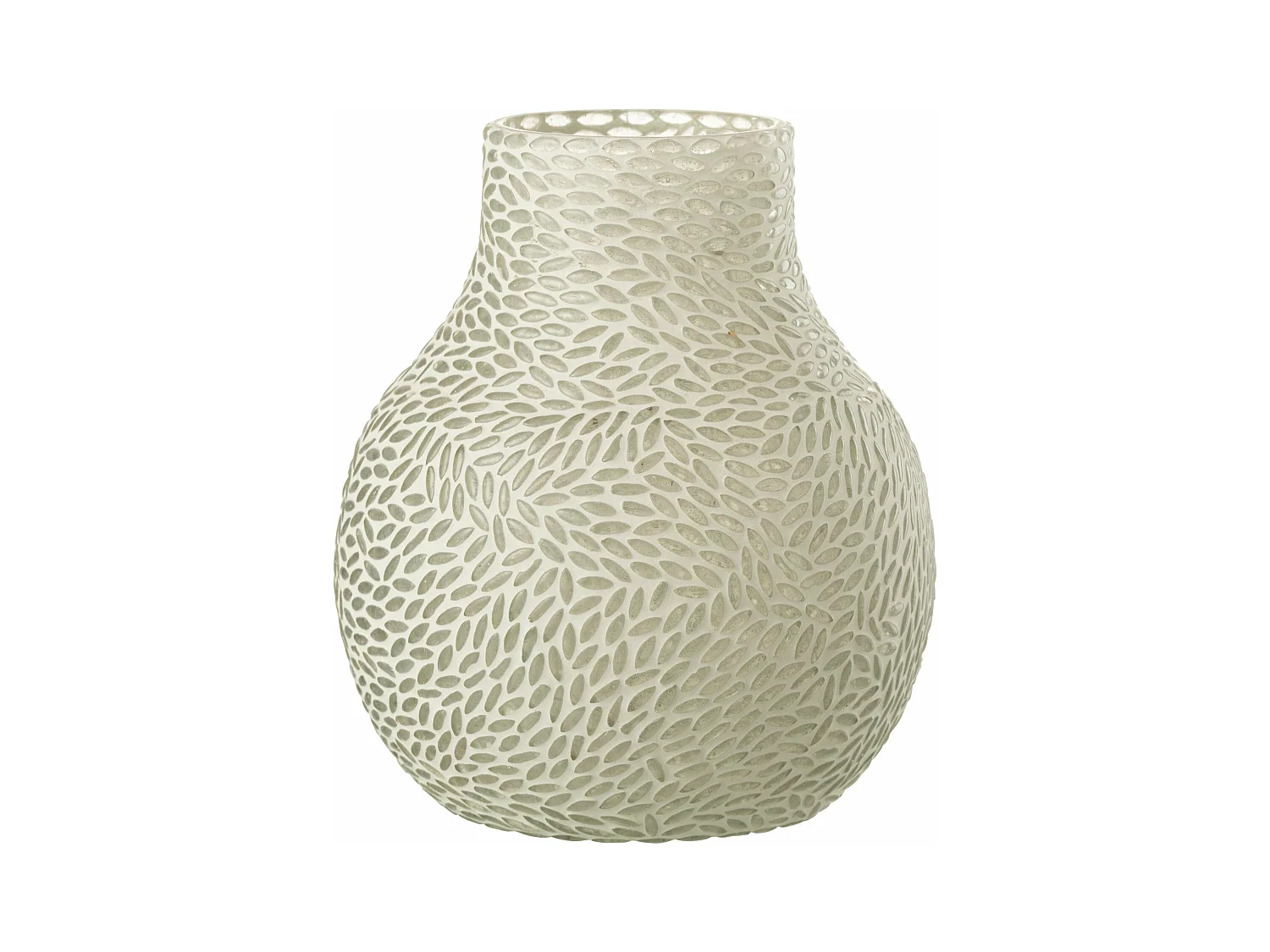 Vase Mosaïque en Verre "Mira" 21cm Blanc & Gris