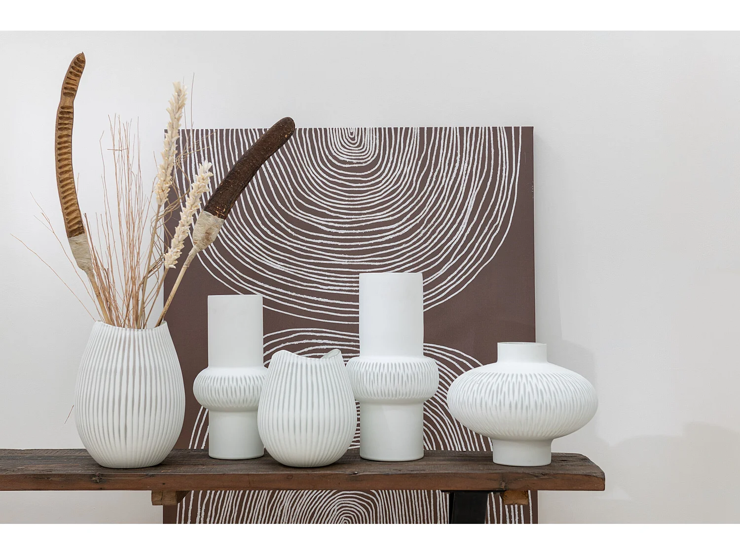 Vase Design Ligne & Boule "Octave" 41cm Blanc