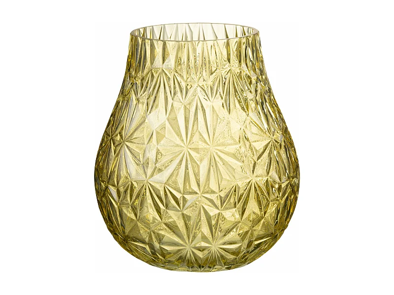 Vase Design en Verre "Diamant" 22cm Jaune