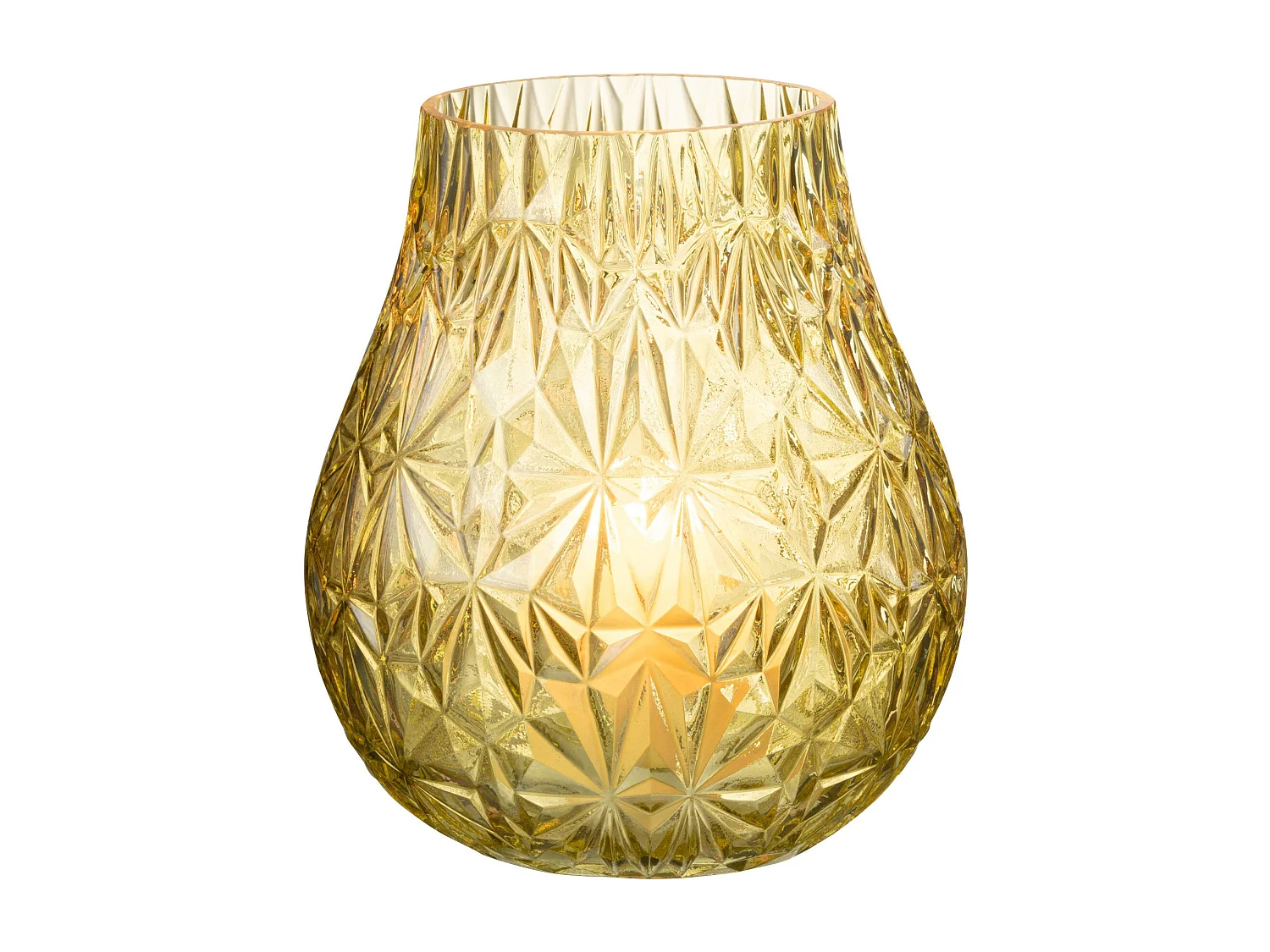 Vase Design en Verre "Diamant" 22cm Jaune