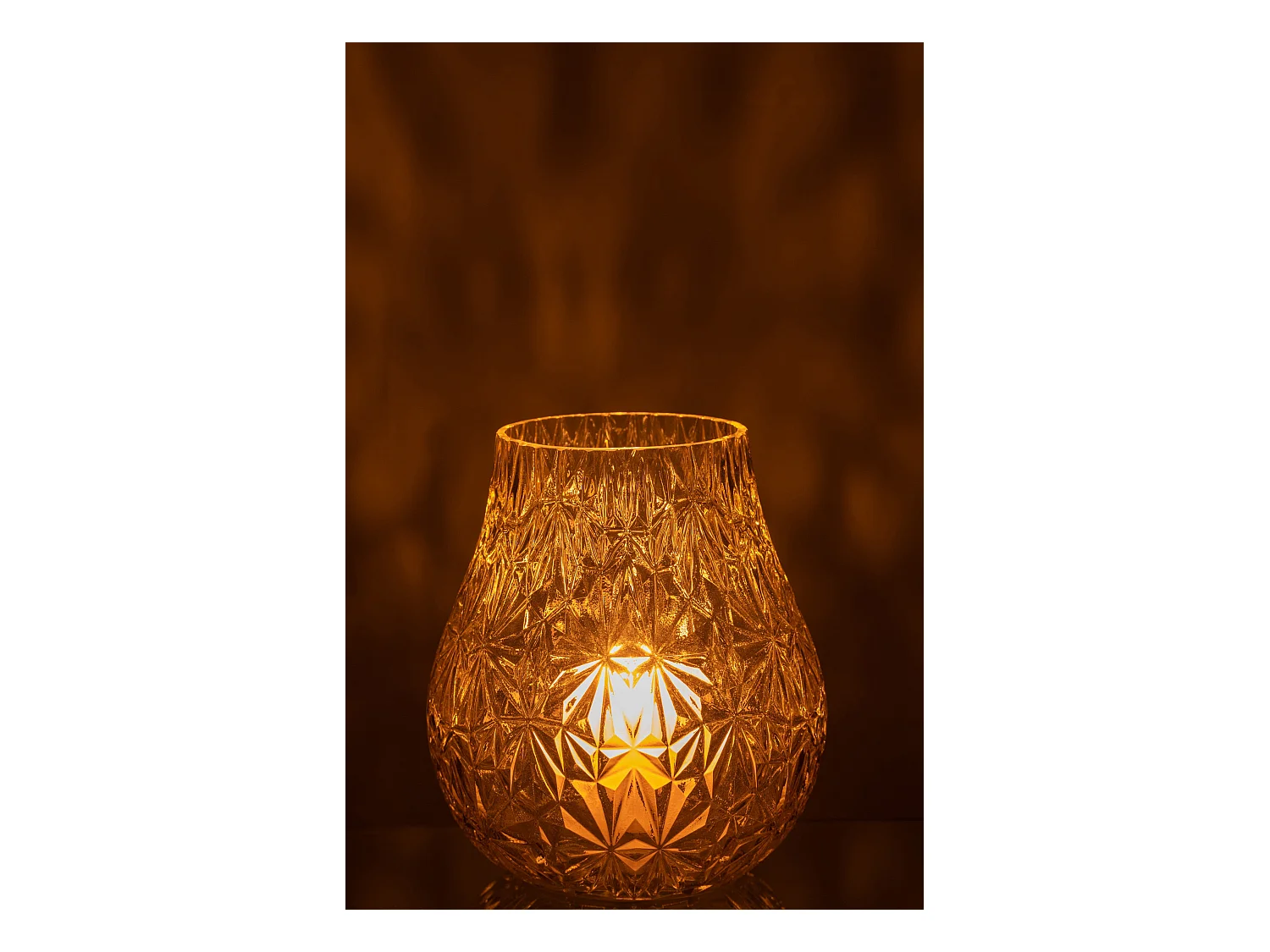 Vase Design en Verre "Diamant" 22cm Jaune