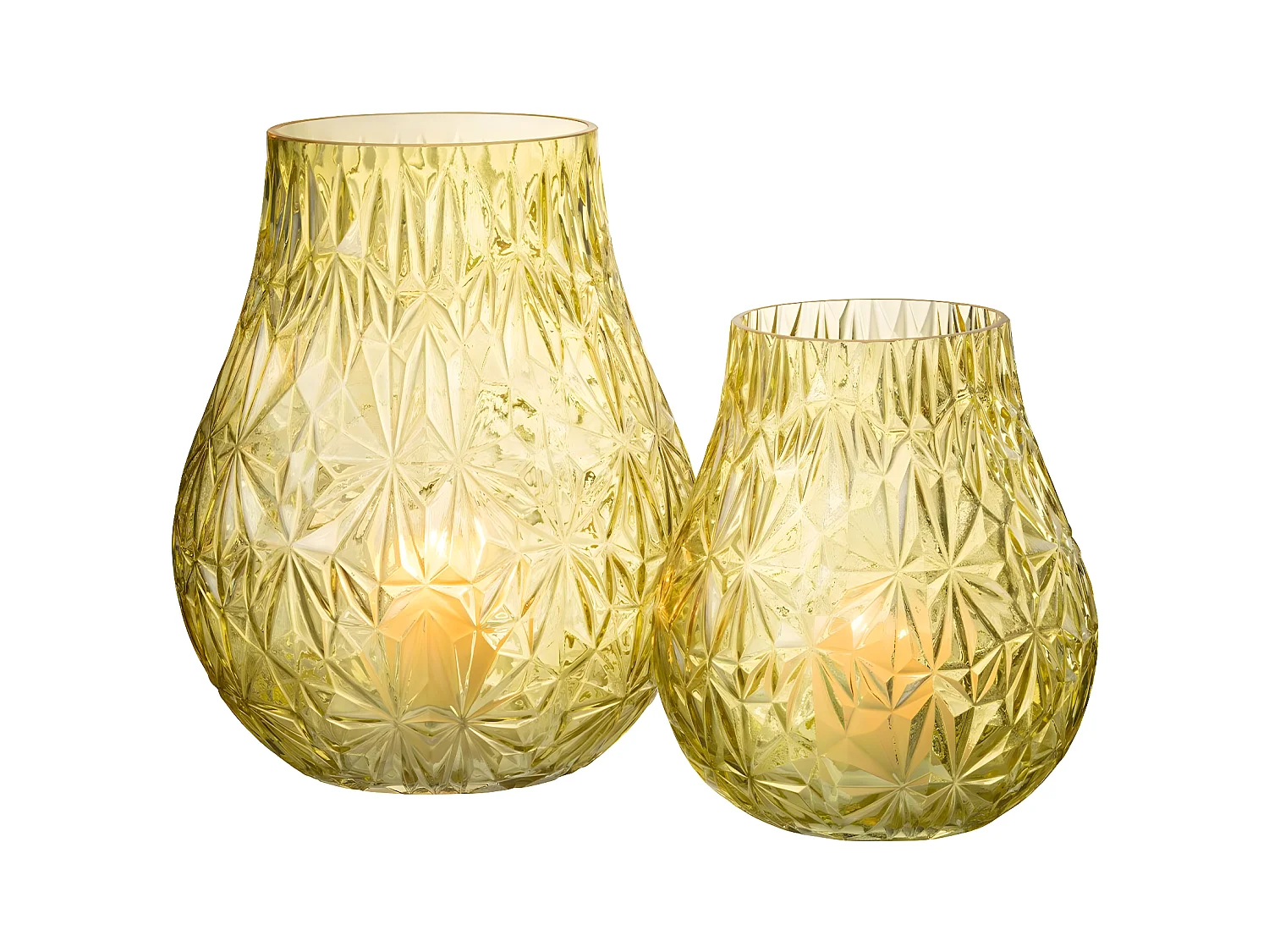 Vase Design en Verre "Diamant" 22cm Jaune