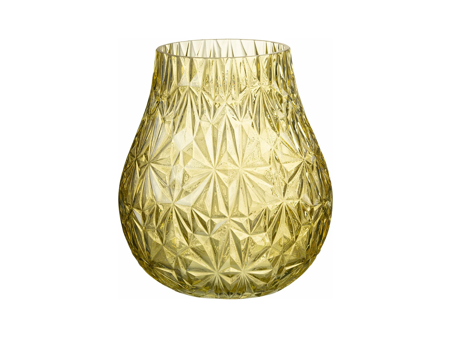 Vase Design en Verre "Diamant" 22cm Jaune