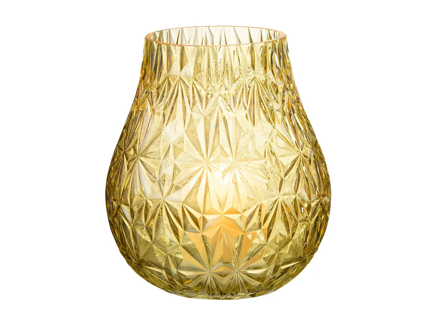 Vase Design en Verre "Diamant" 22cm Jaune