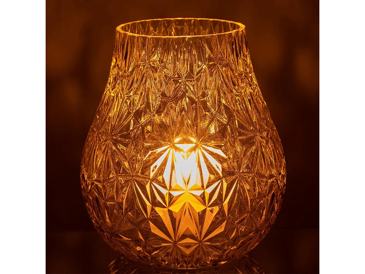 Vase Design en Verre "Diamant" 22cm Jaune