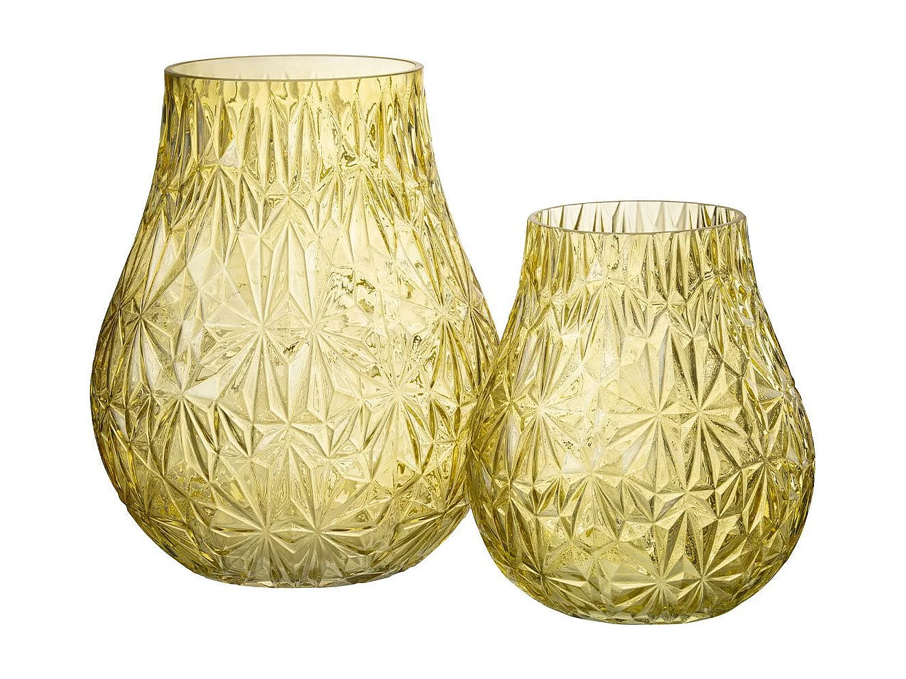 Vase Design en Verre "Diamant" 22cm Jaune