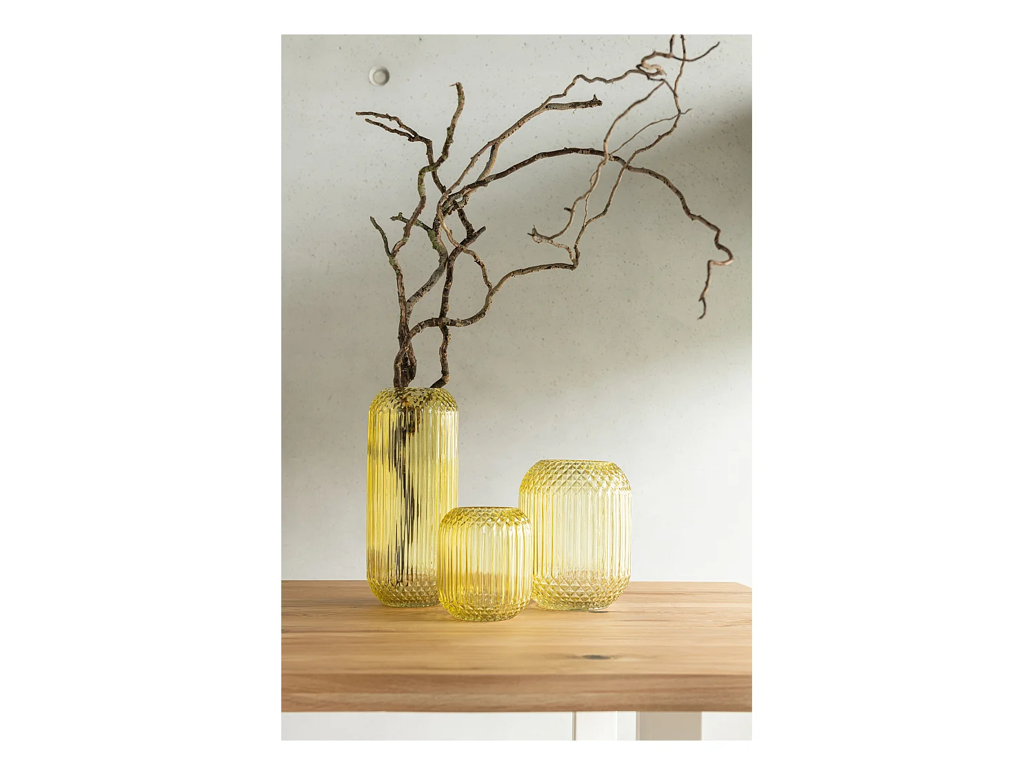 Vase Design en Verre "Droit" 36cm Jaune