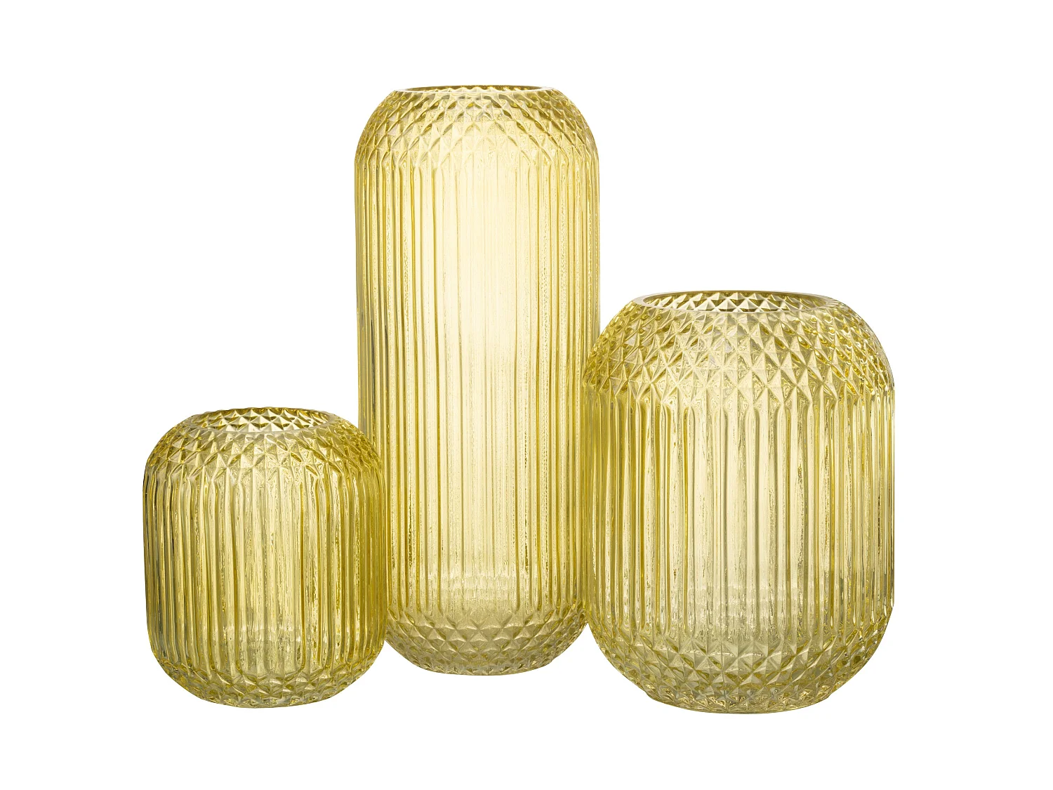 Vase Design en Verre "Droit" 36cm Jaune