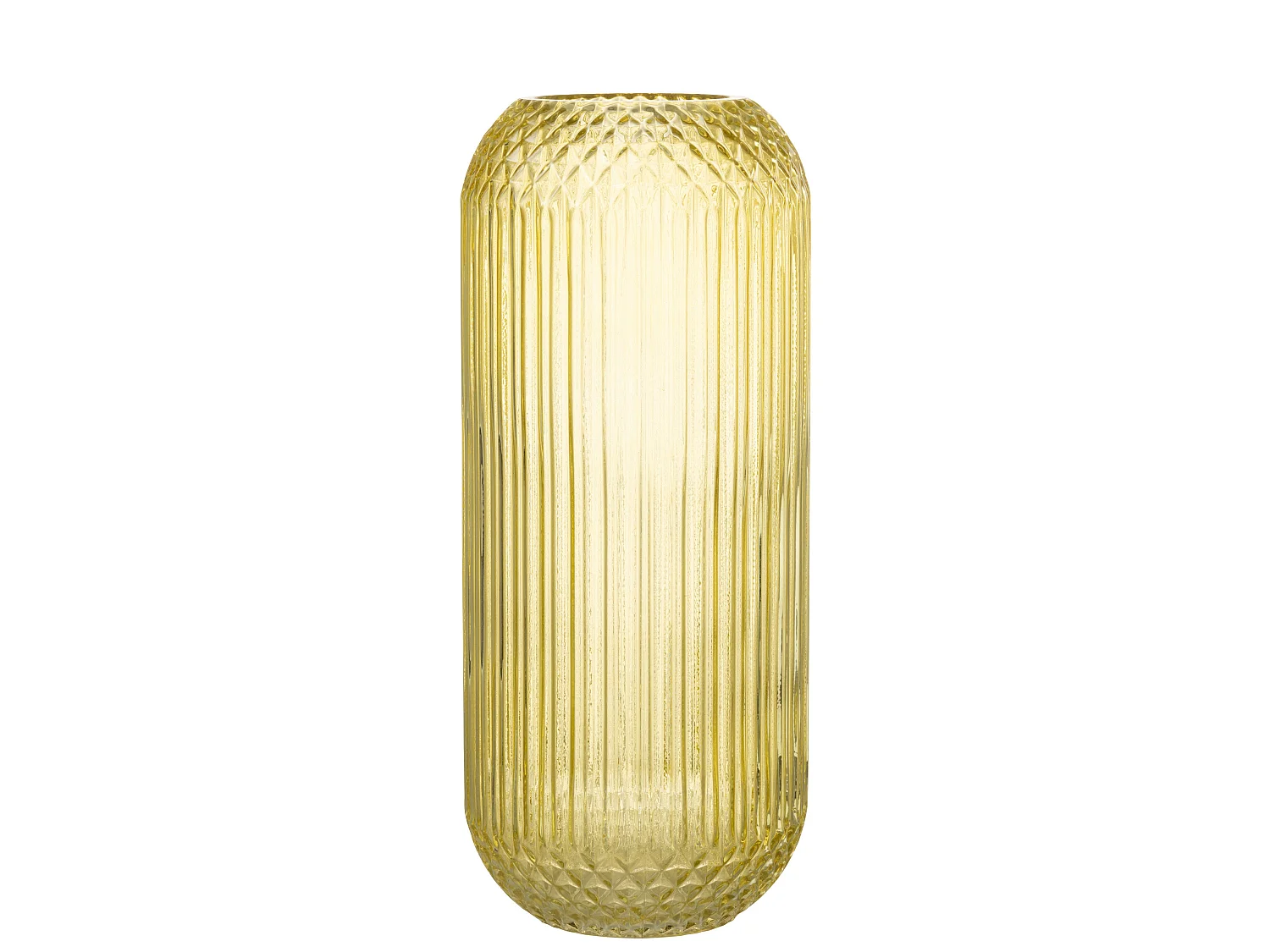 Vase Design en Verre "Droit" 36cm Jaune