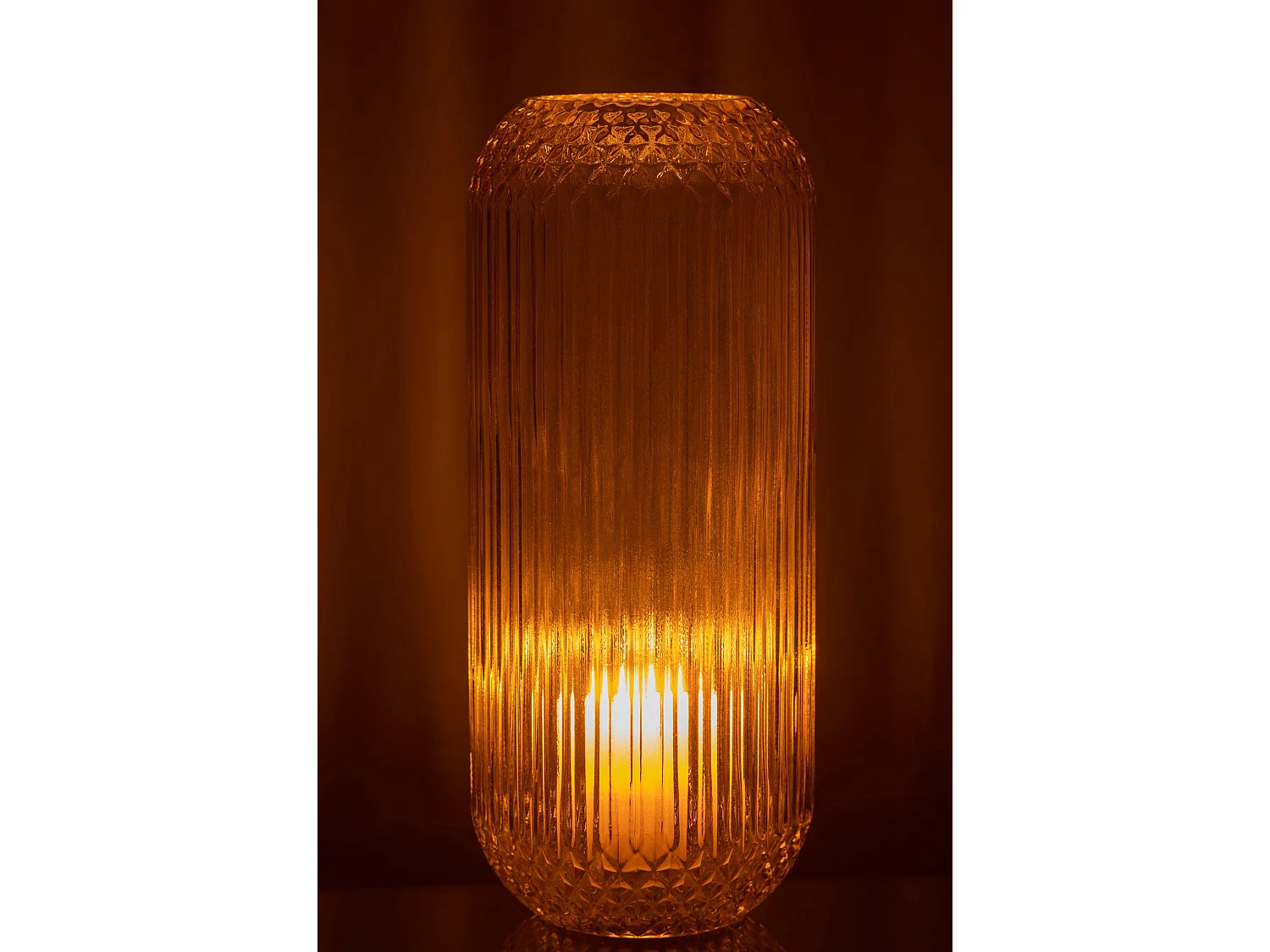 Vase Design en Verre "Droit" 36cm Jaune