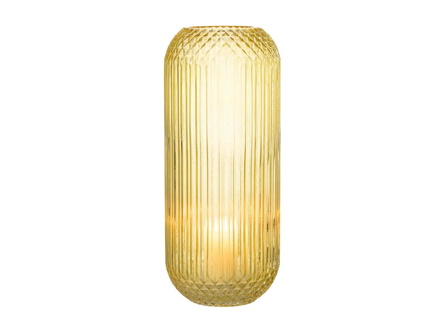 Vase Design en Verre "Droit" 36cm Jaune