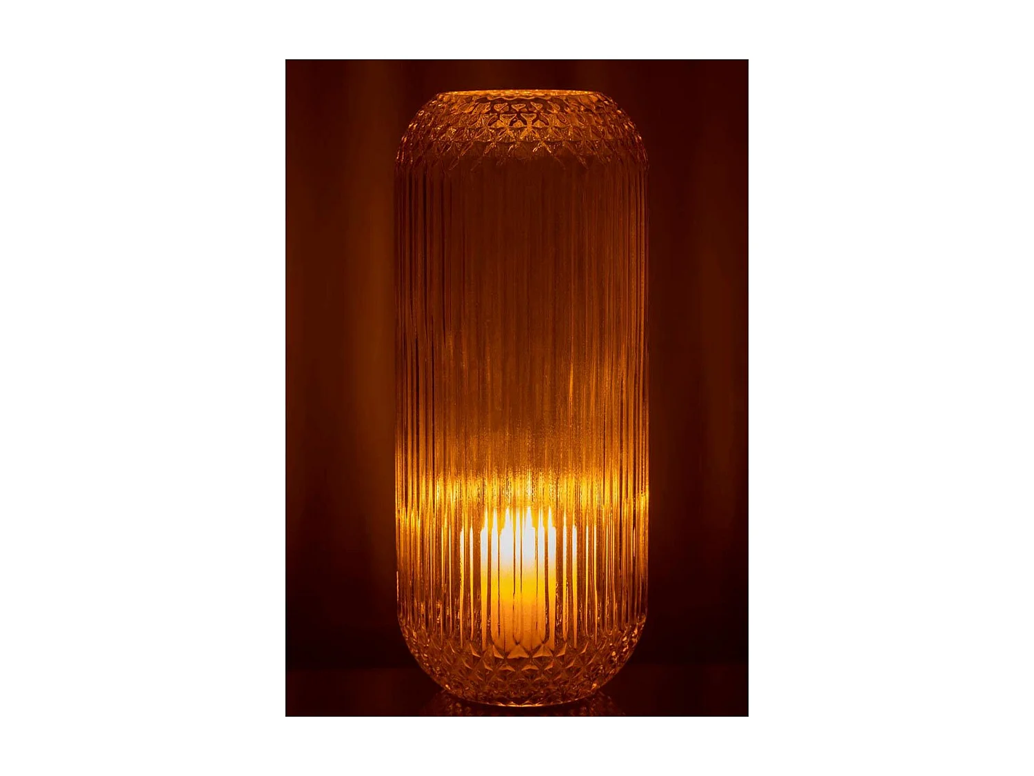 Vase Design en Verre "Droit" 36cm Jaune
