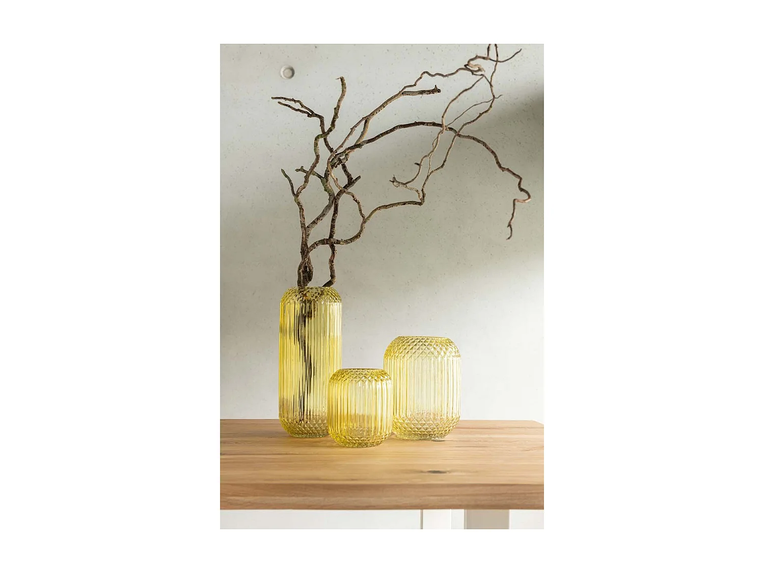 Vase Design en Verre "Droit" 36cm Jaune