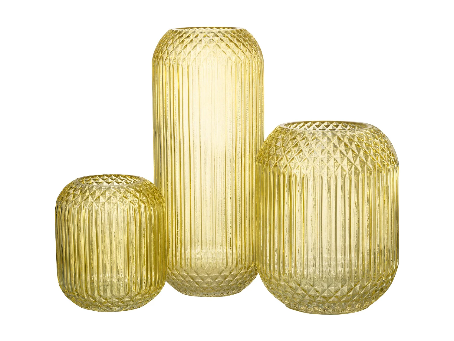 Vase Design en Verre "Droit" 36cm Jaune