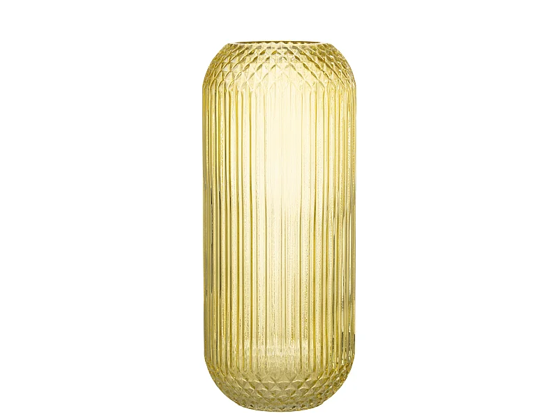Vase Design en Verre "Droit" 36cm Jaune