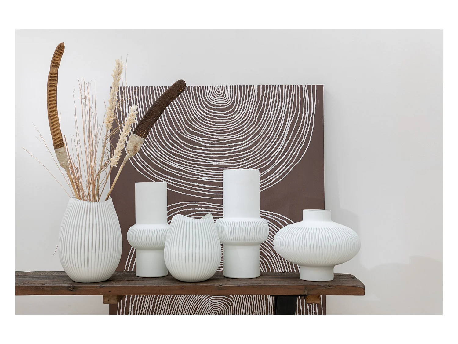 Vase Design Ligne & Boule "Octave" 24cm Blanc