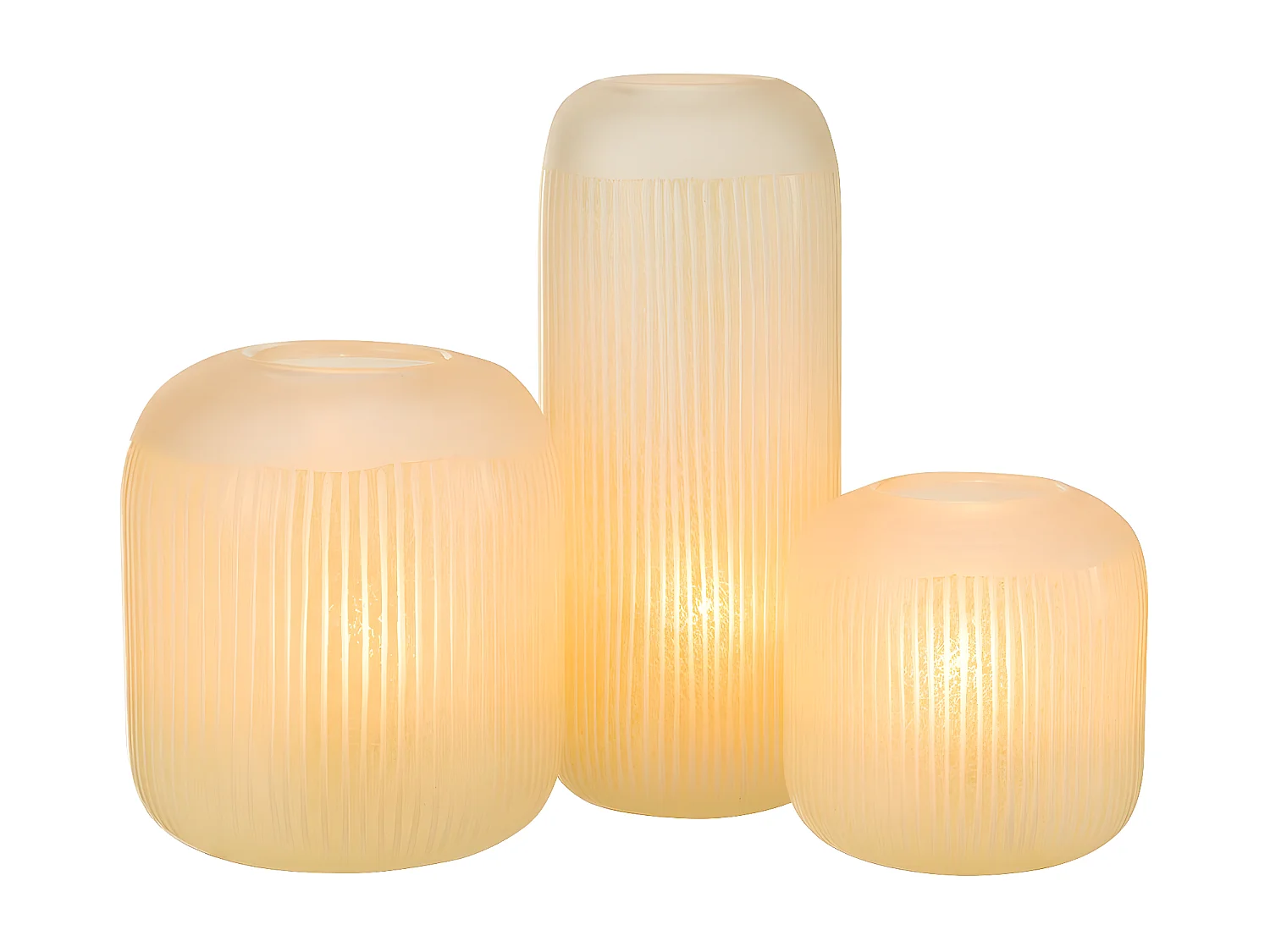 Vase Design en Verre Lignes "Carla" 24cm Jaune Clair