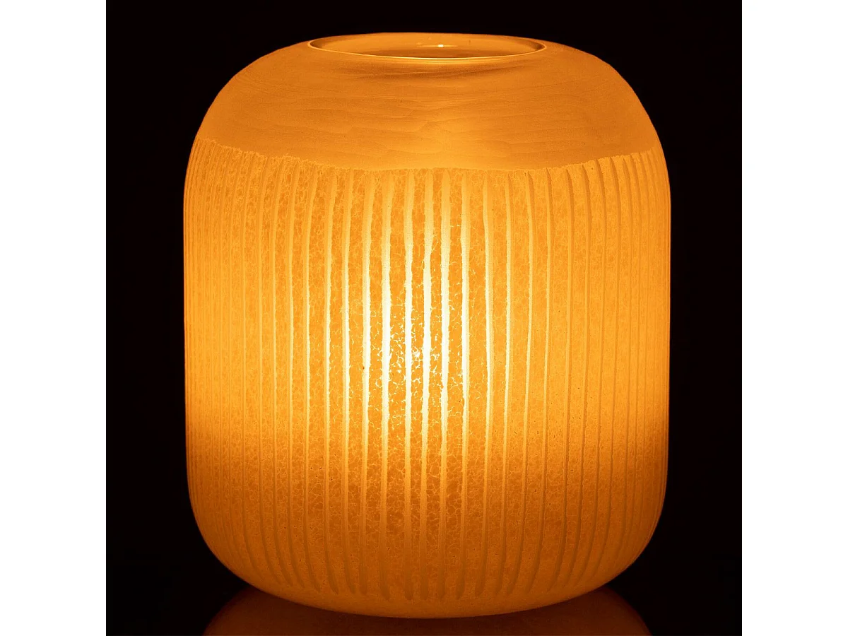 Vase Design en Verre Lignes "Carla" 24cm Jaune Clair