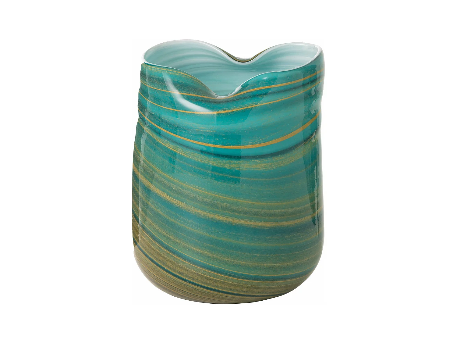 Vase Design en Verre "Vague" 20cm Bleu Azur