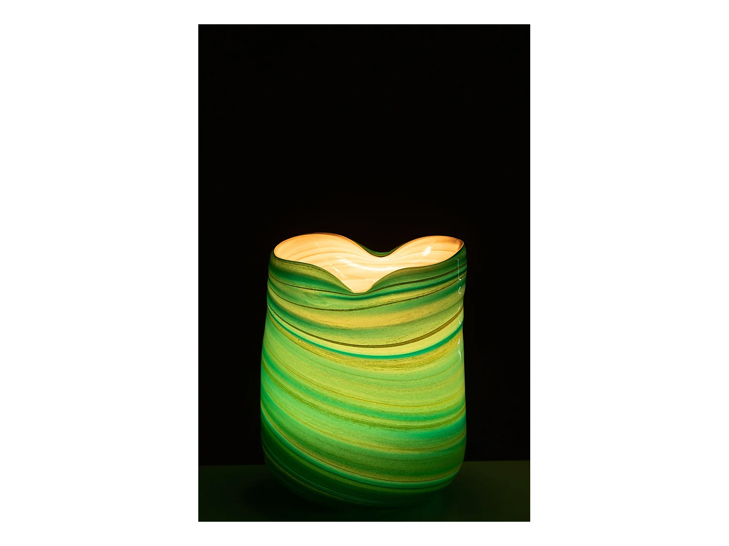 Vase Design en Verre "Vague" 20cm Bleu Azur